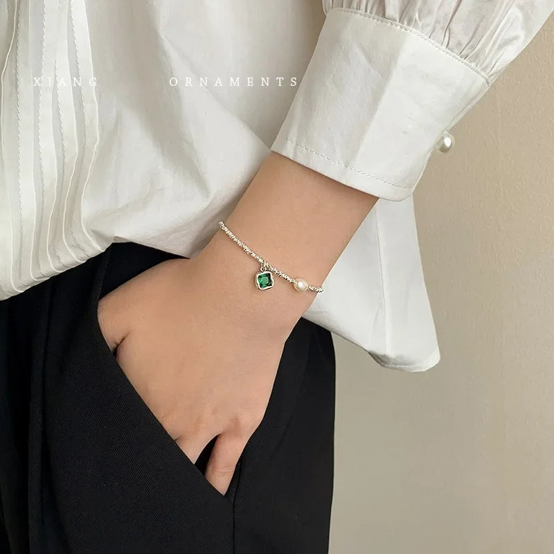 Green Stone Pearl Exquisite Bracelet