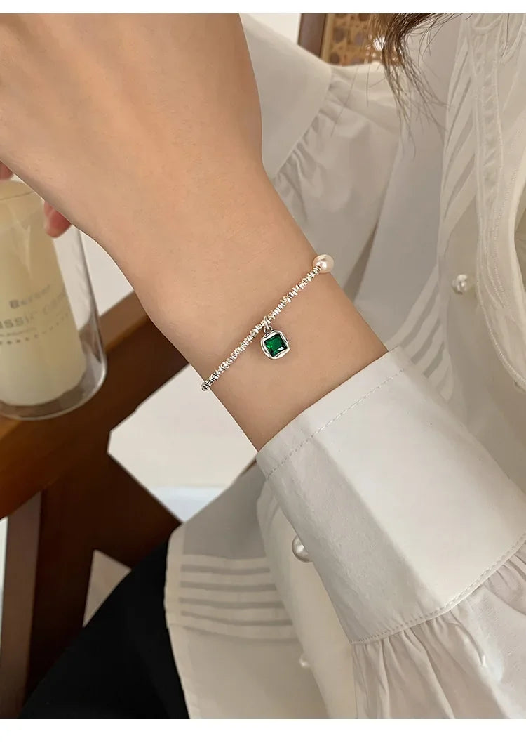 Green Stone Pearl Exquisite Bracelet