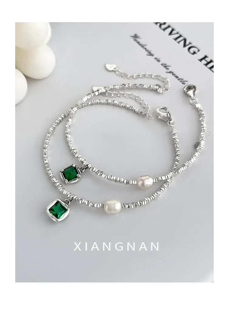 Green Stone Pearl Exquisite Bracelet