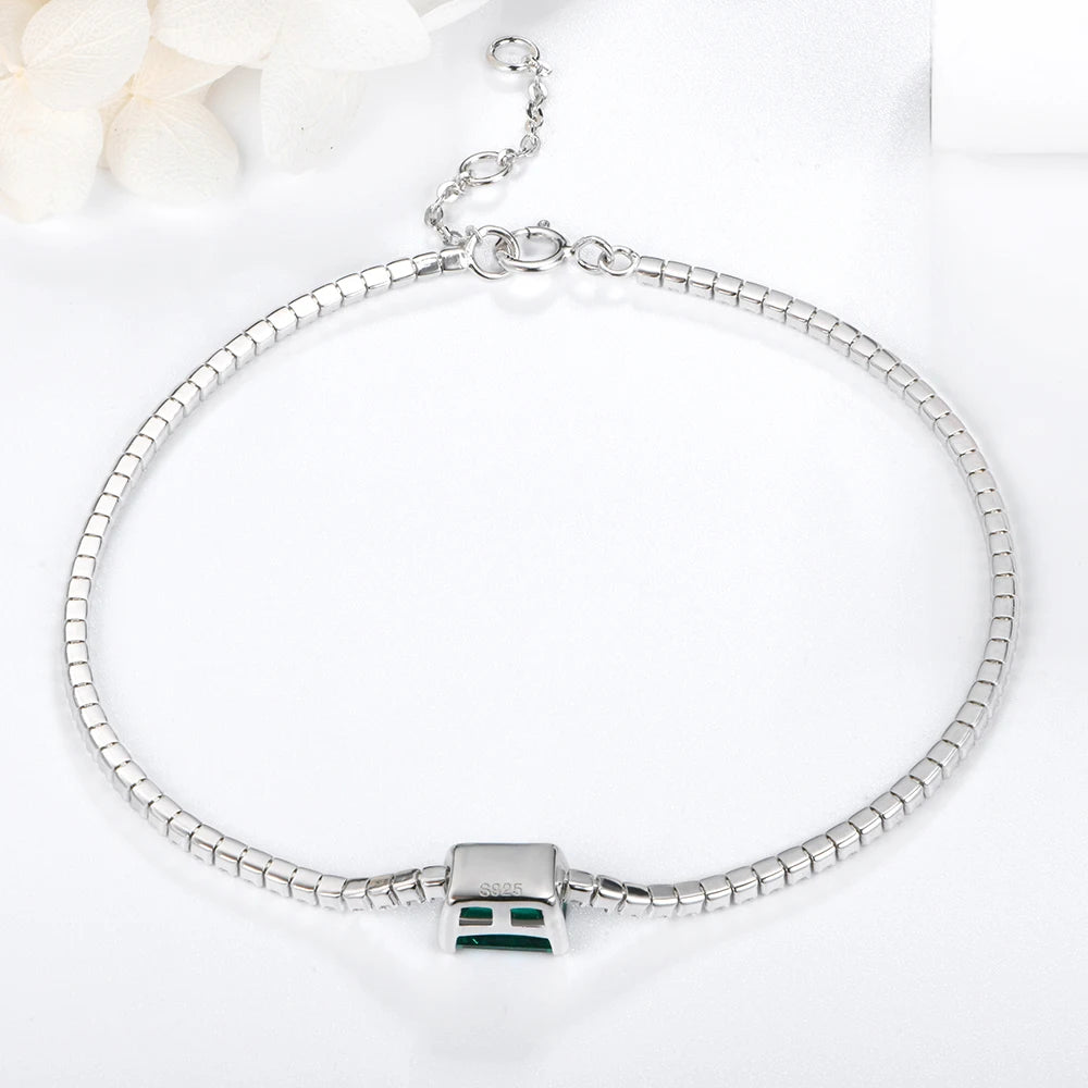 Sterling Silver Moissanite Diamond Emerald