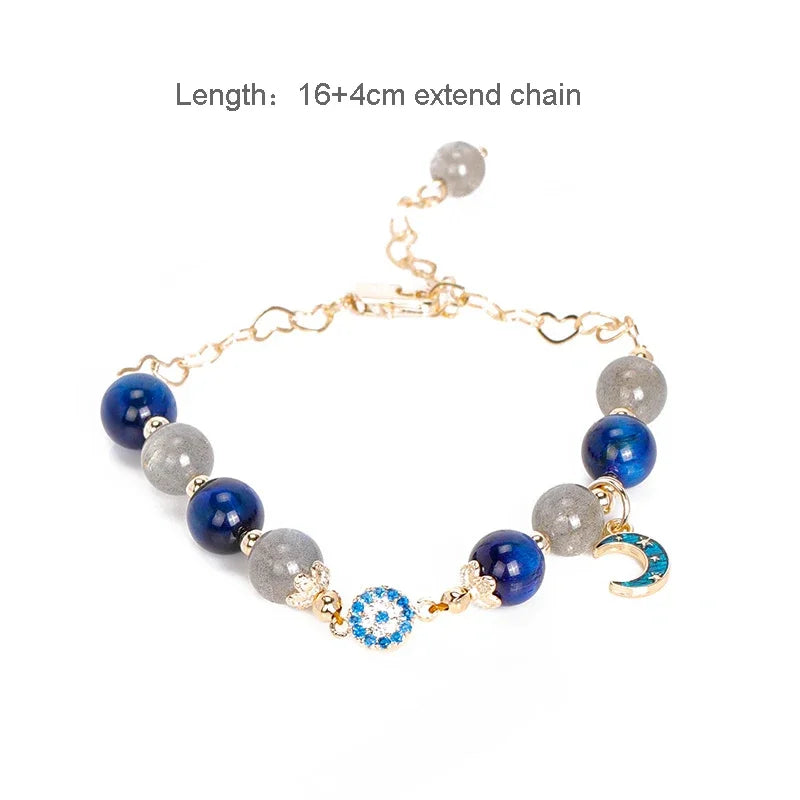 Moon Shape Natural Stone Blue Tiger's Eye