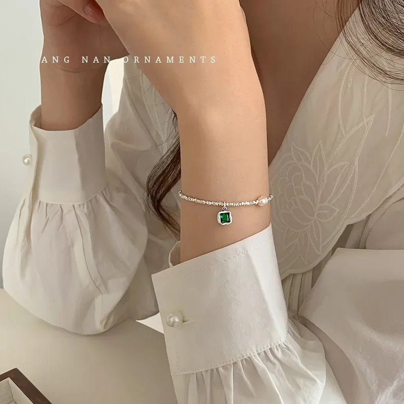 Green Stone Pearl Exquisite Bracelet