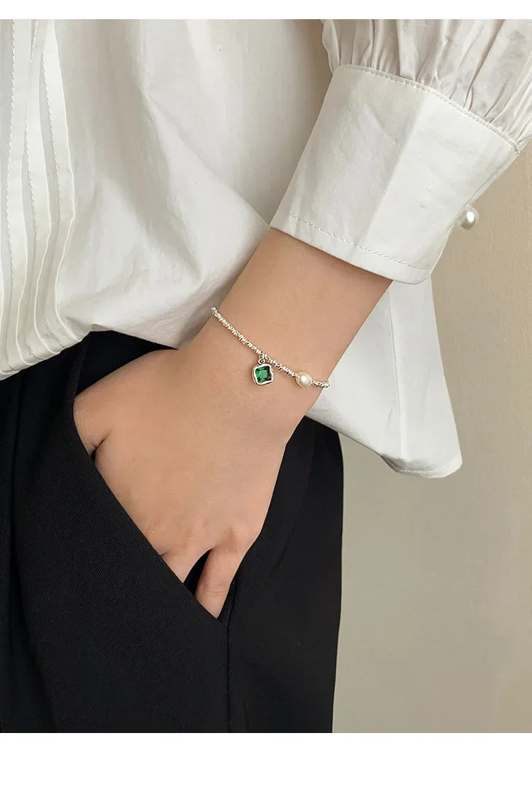 Green Stone Pearl Exquisite Bracelet