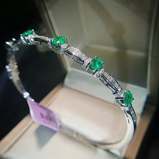 Silver Emerald Women's Bracelet